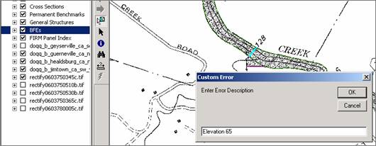 After selecting a BFE, the feature is committed to the error table.  Provide the correct elevation information in a custom description.