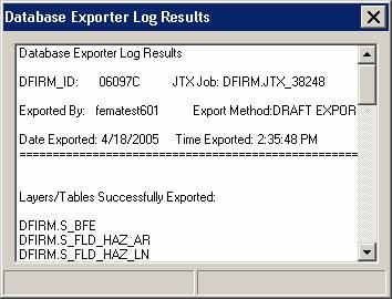 Database Exporter Results Log
