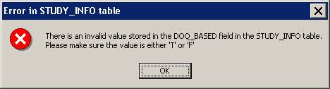 Error message, Not populated with a valid domain value