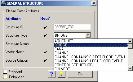 Attribute feature window for the General Structures layer