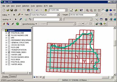 Data for an adjacent area is loaded into ArcMap