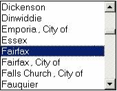 County dropdown