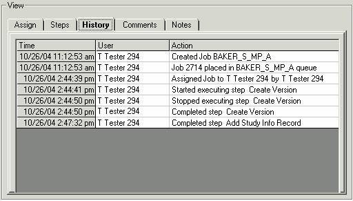 History Tab in the Updates and Views Section