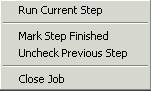 Work Action Menu options