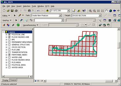 Adjacent DFIRM area hidden in ArcMap