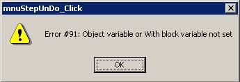 Error window indicating that the variable is not set.