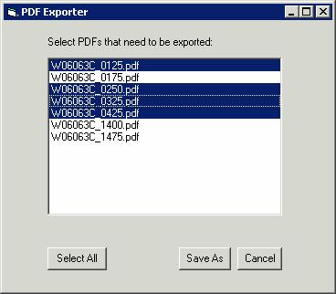 PDF Exporter dialog window