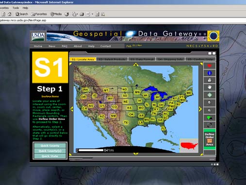 Geospatial Data Gateway screenshot