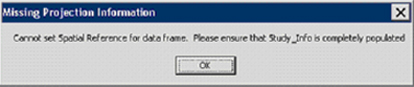 Missing Projection Information window