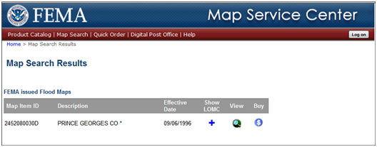 Map Service Center Home Page