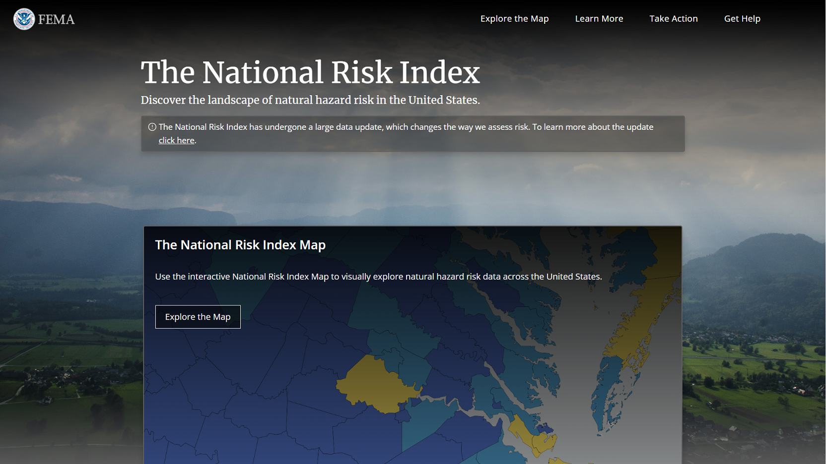 The National Risk Index home webpage.